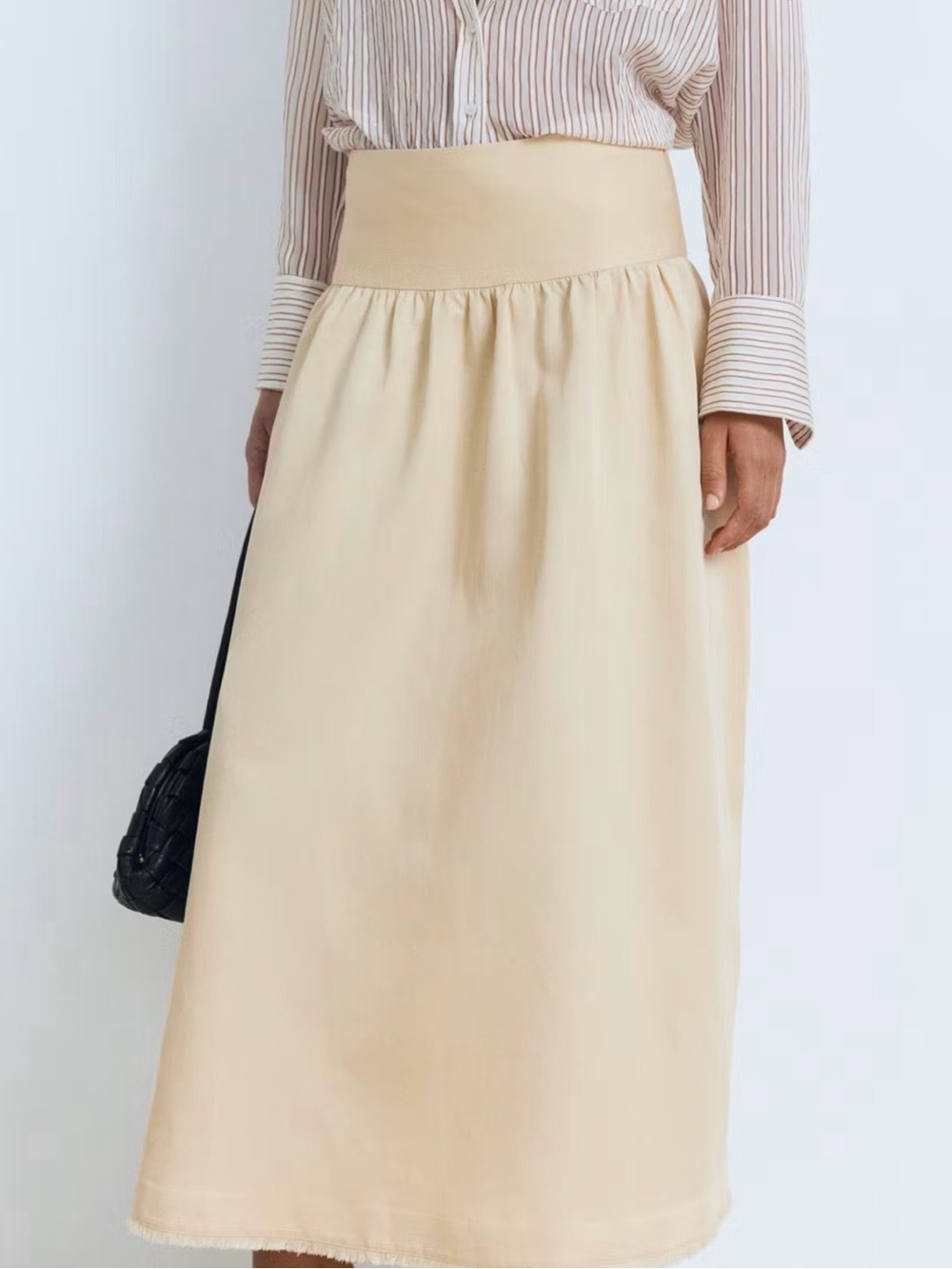 Mango Cream High-Waist Midi Skirt